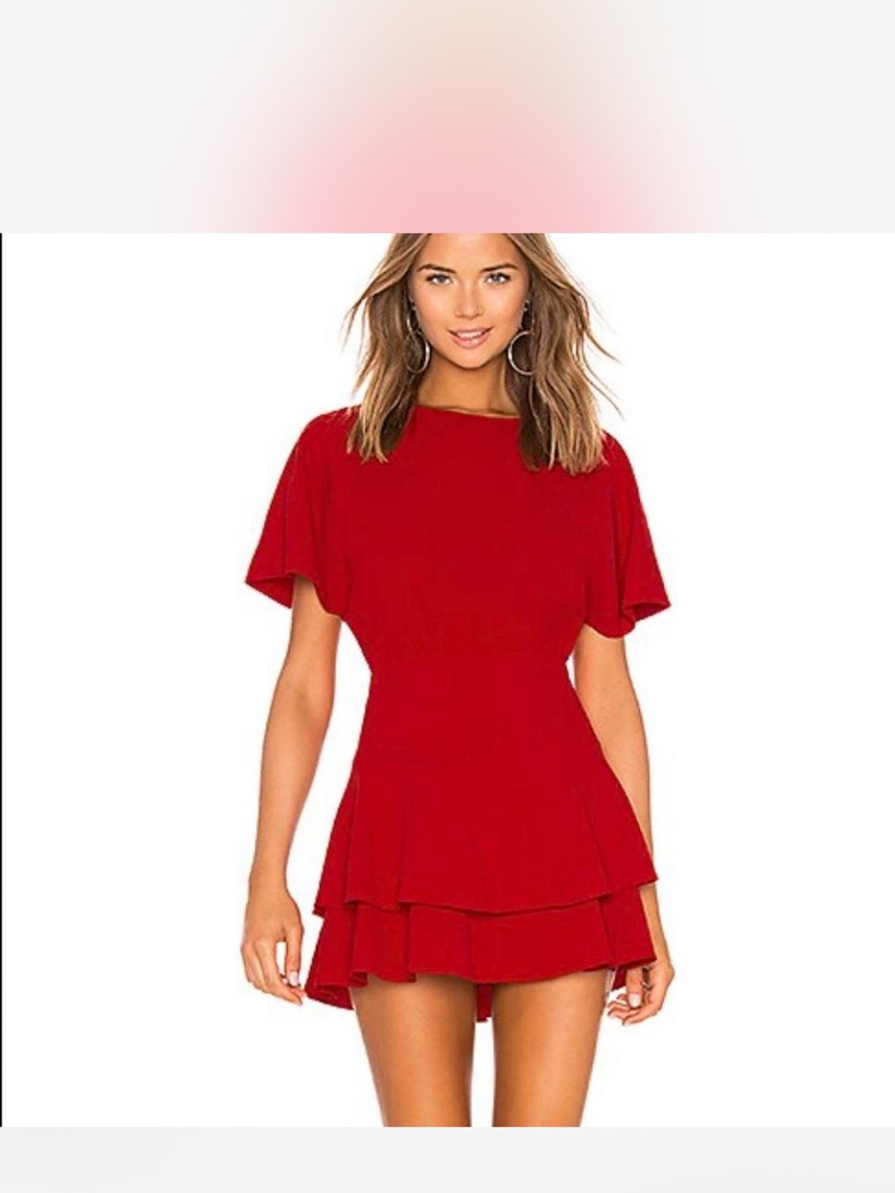 Alice + Olivia Red Tiered Ruffle Mini Dress